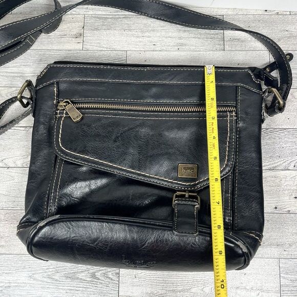 BOC Born Black Faux Leather Crossbody Bag Shoulder Purse Zipper Snap Pockets - Picture 11 of 16